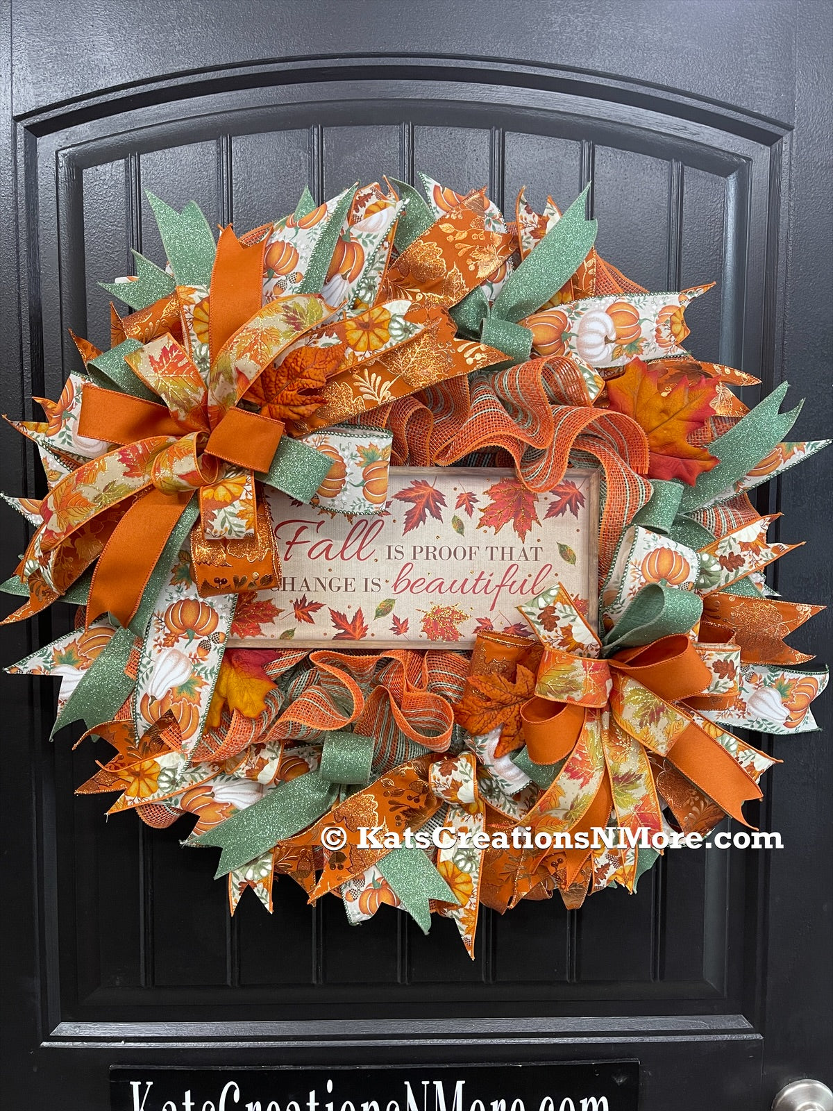 Fall Leaves Wreath,Autumn Front Door Decor,KatsCreationsNMore