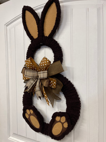 Chocolate Chenille Bunny Wreath