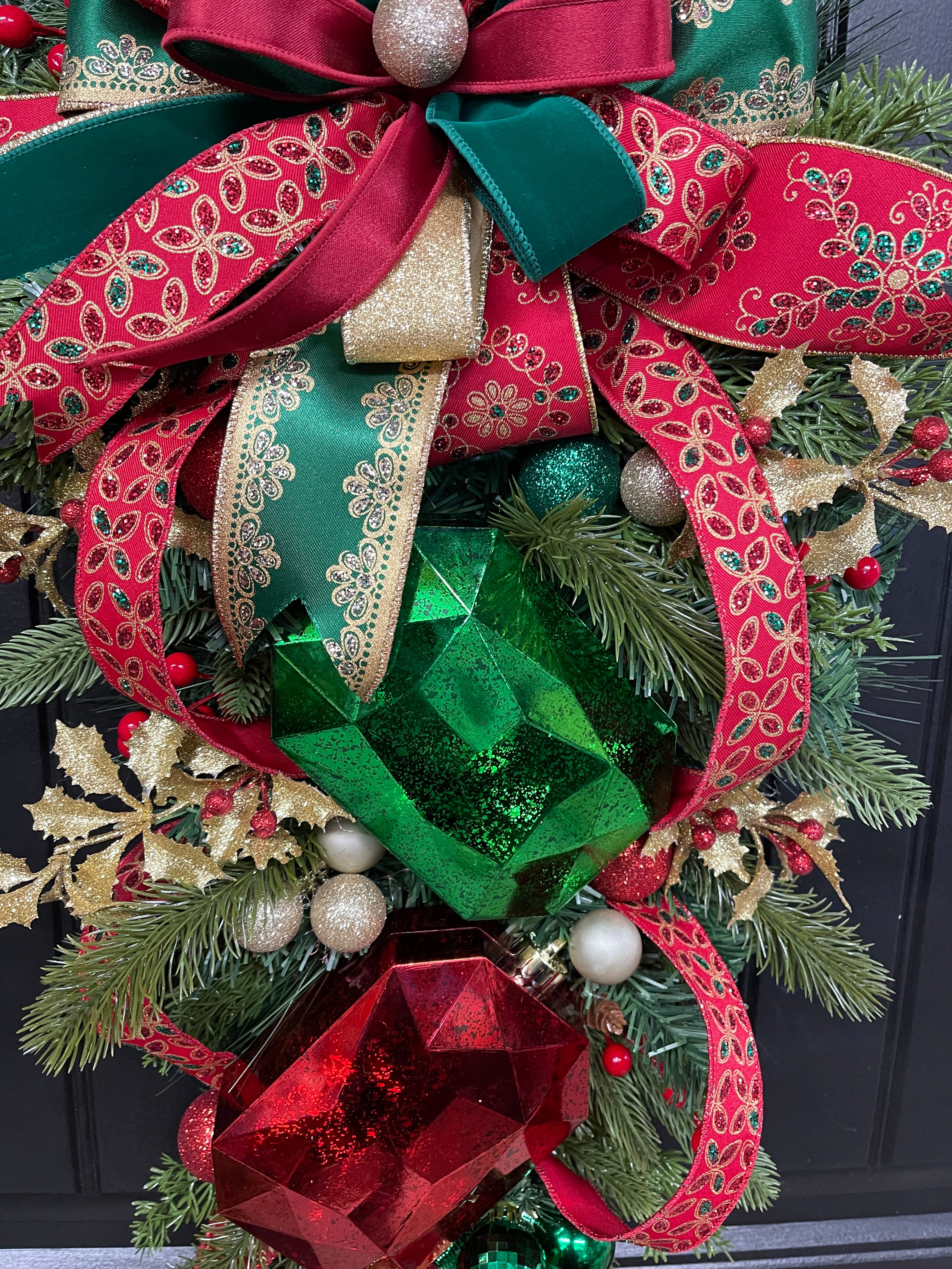 Antiques Jewel Christmas Swag, Victorian Elegant Holiday Door Decor, KatsCreationsNMore