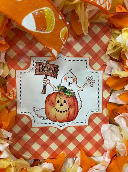 Halloween Boo Ghost Candy Corn Wreath, KatsCreationsNMore