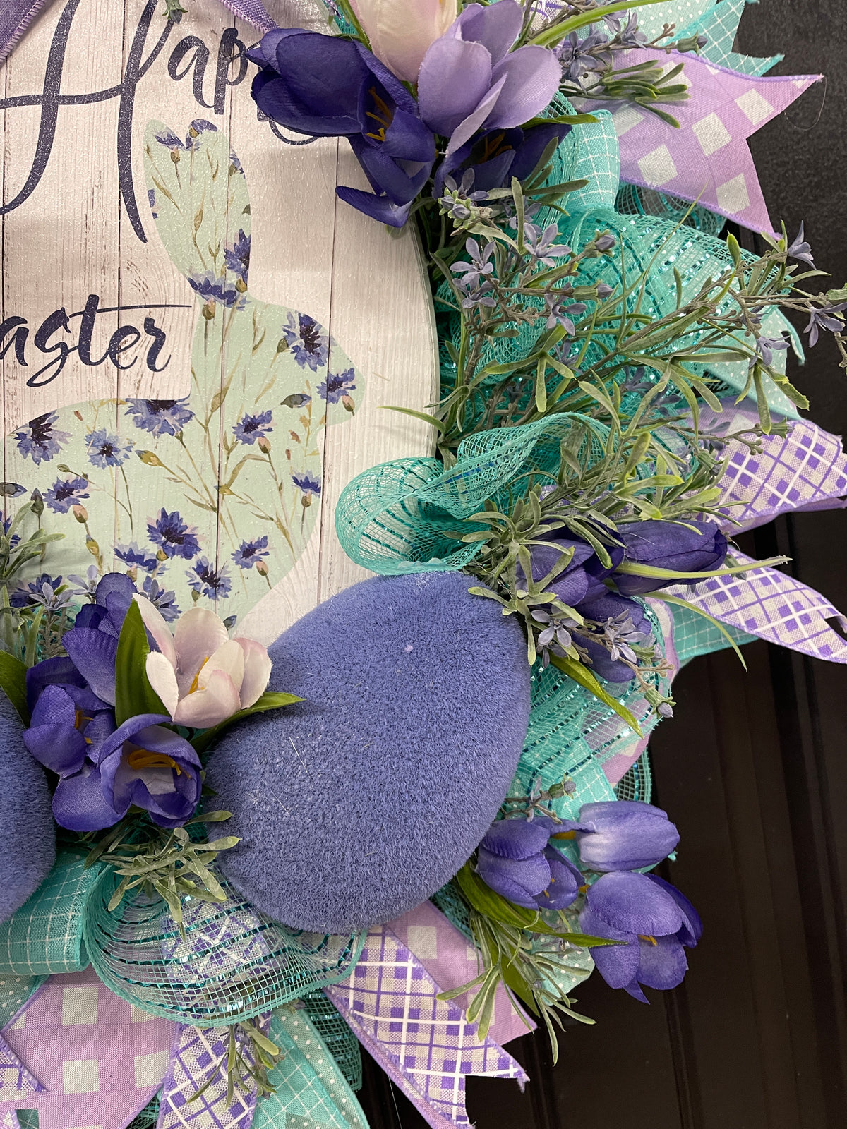 Flocked Bunny Easter Wreath