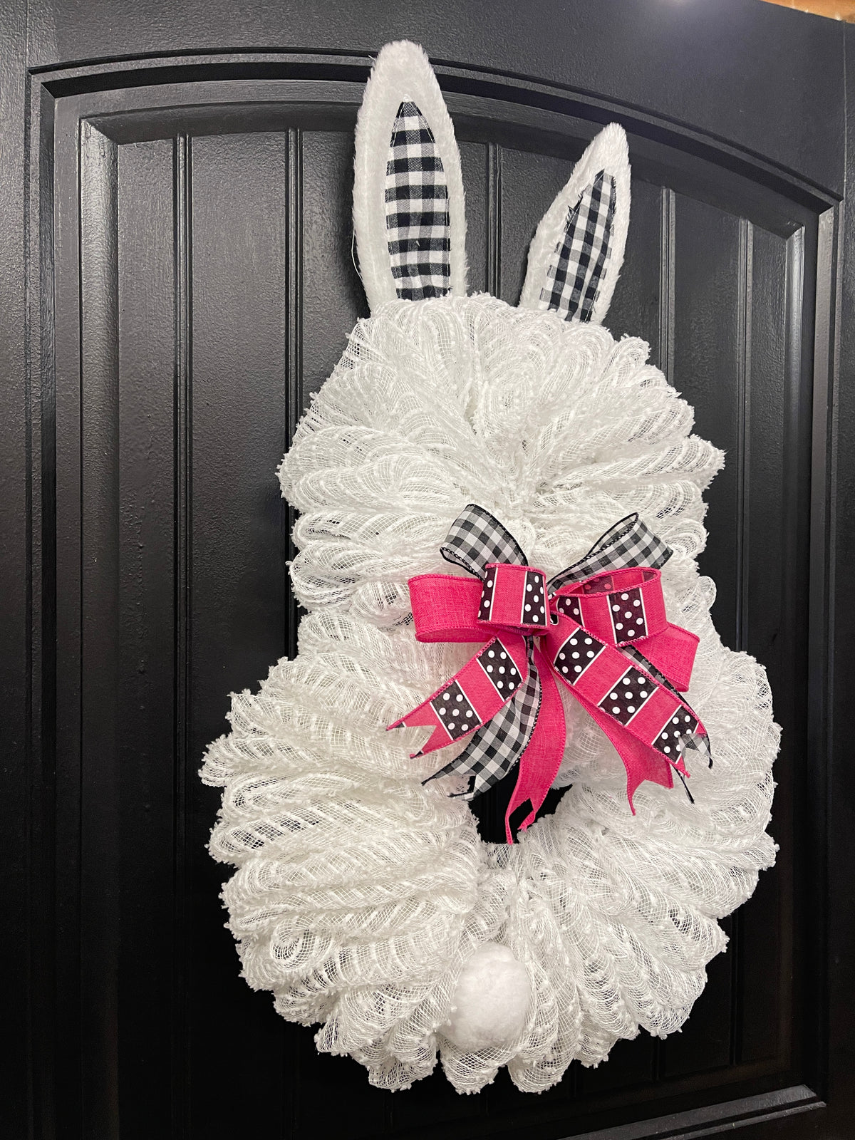 White Bunny Rabbit 2 Ways Wreath for Front Door, Spring Easter Everyday Decoration, KatsCreationsNMore