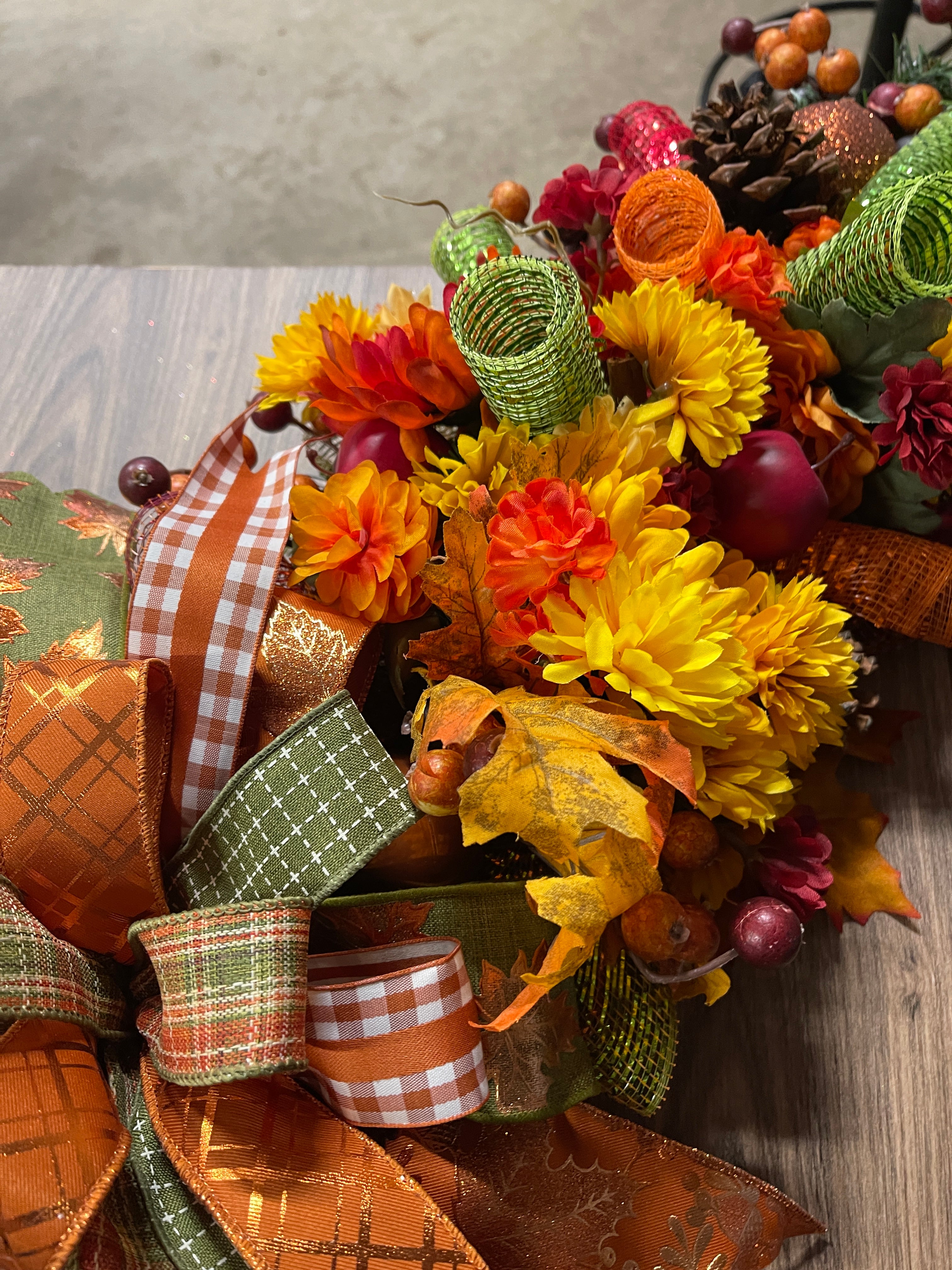 Fall Mailbox Swag, Autumn Floral Centerpiece, Thanksgiving Table Runner, KatsCreationsNMore