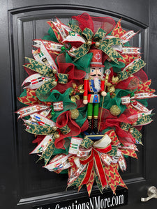 Nutcracker Christmas Wreath, Holiday Front Door Decor, KatsCreationsNMore