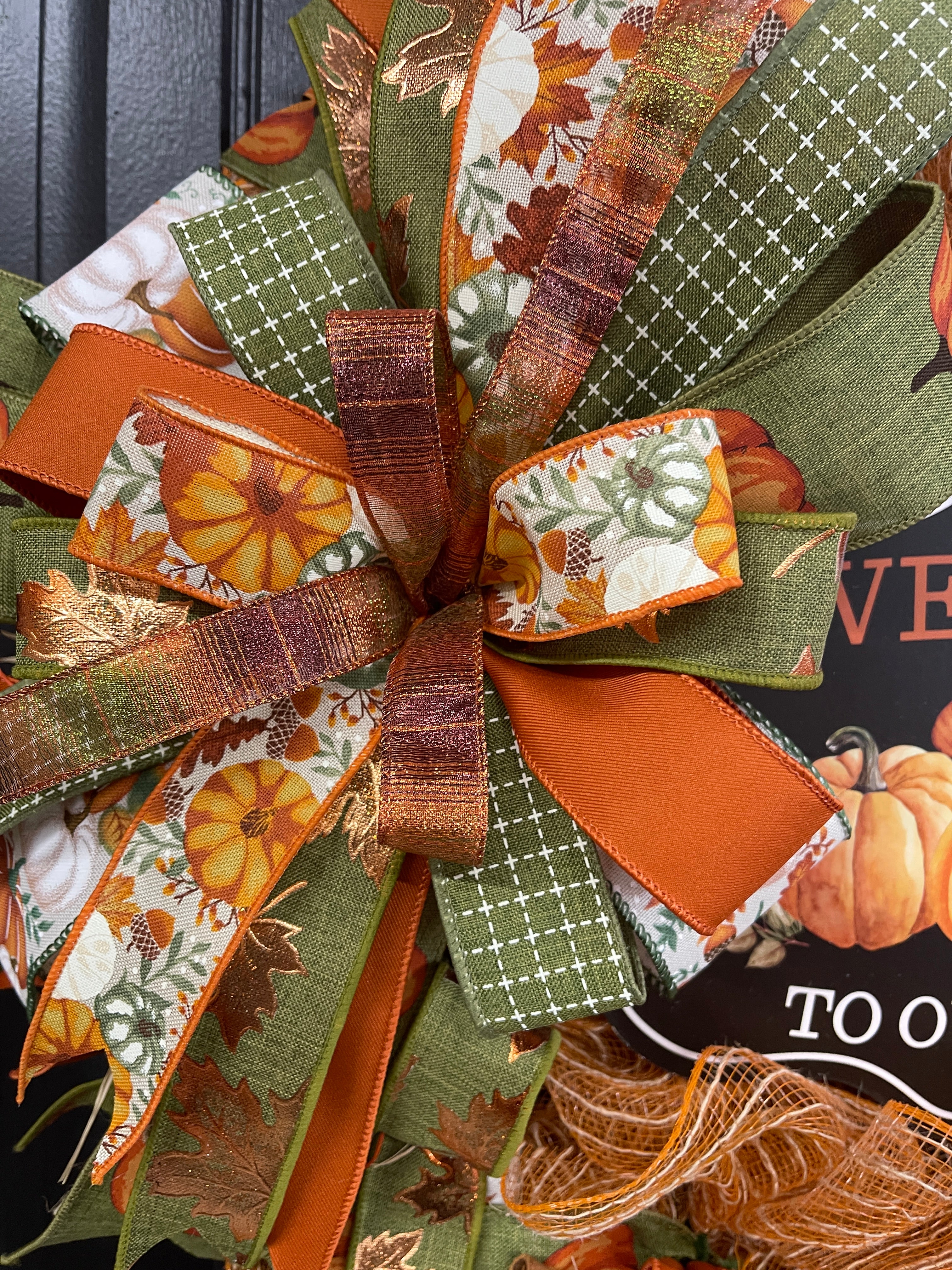 Welcome to Our Home Fall Pumpkin Wreath – Handmade Autumn Front Door Décor with Pumpkins, Cinnamon Sticks, Raffia & Rustic Ribbons, KatsCreationsNMore