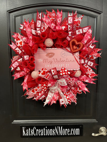 My Valentine Sweetheart St Wreath, Love Letter Front Door Decor, KatsCreationsNMore