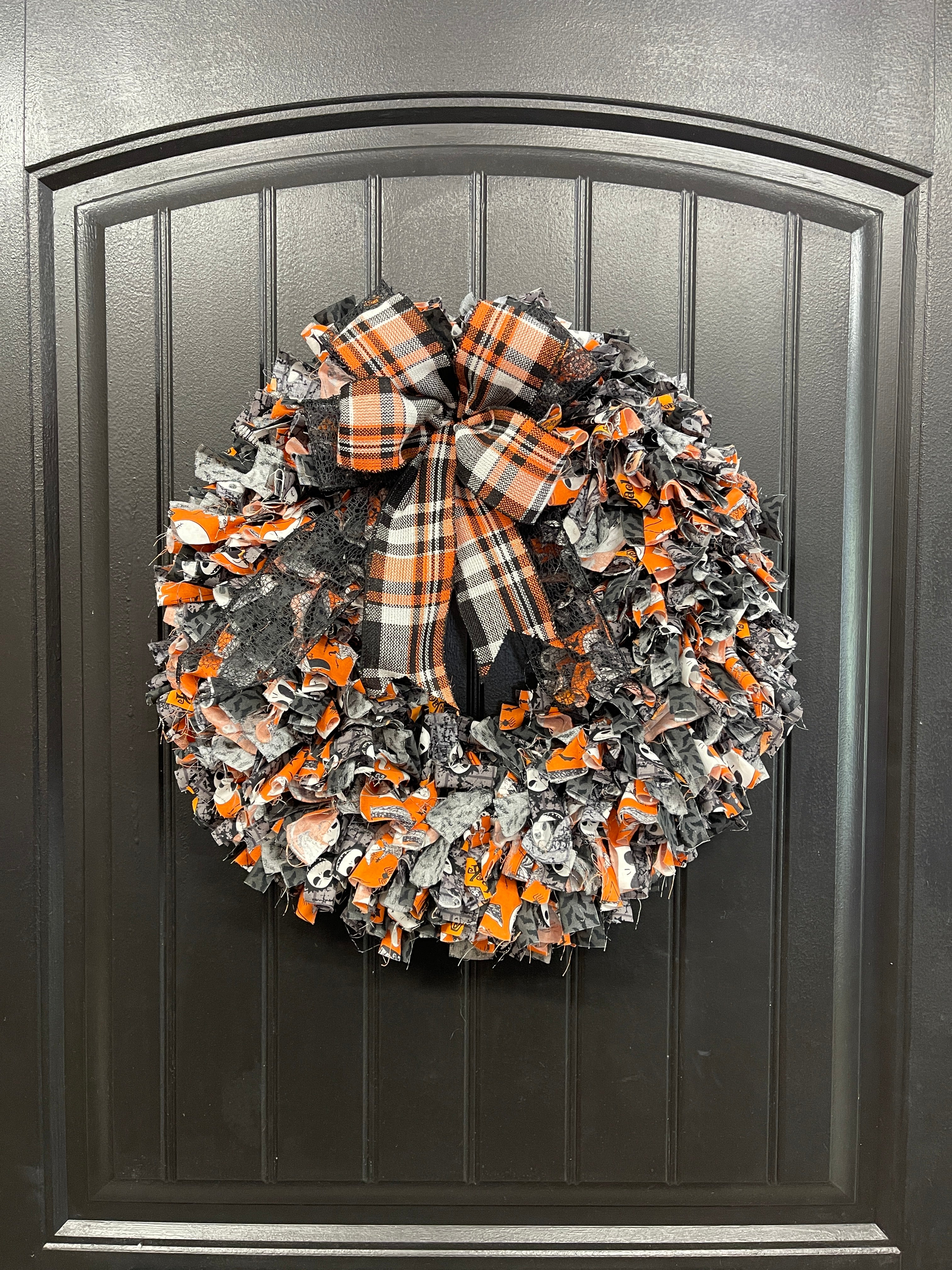 Nightmare Before Christmas Halloween Themed Rag Wreath, KatsCreationsNMore