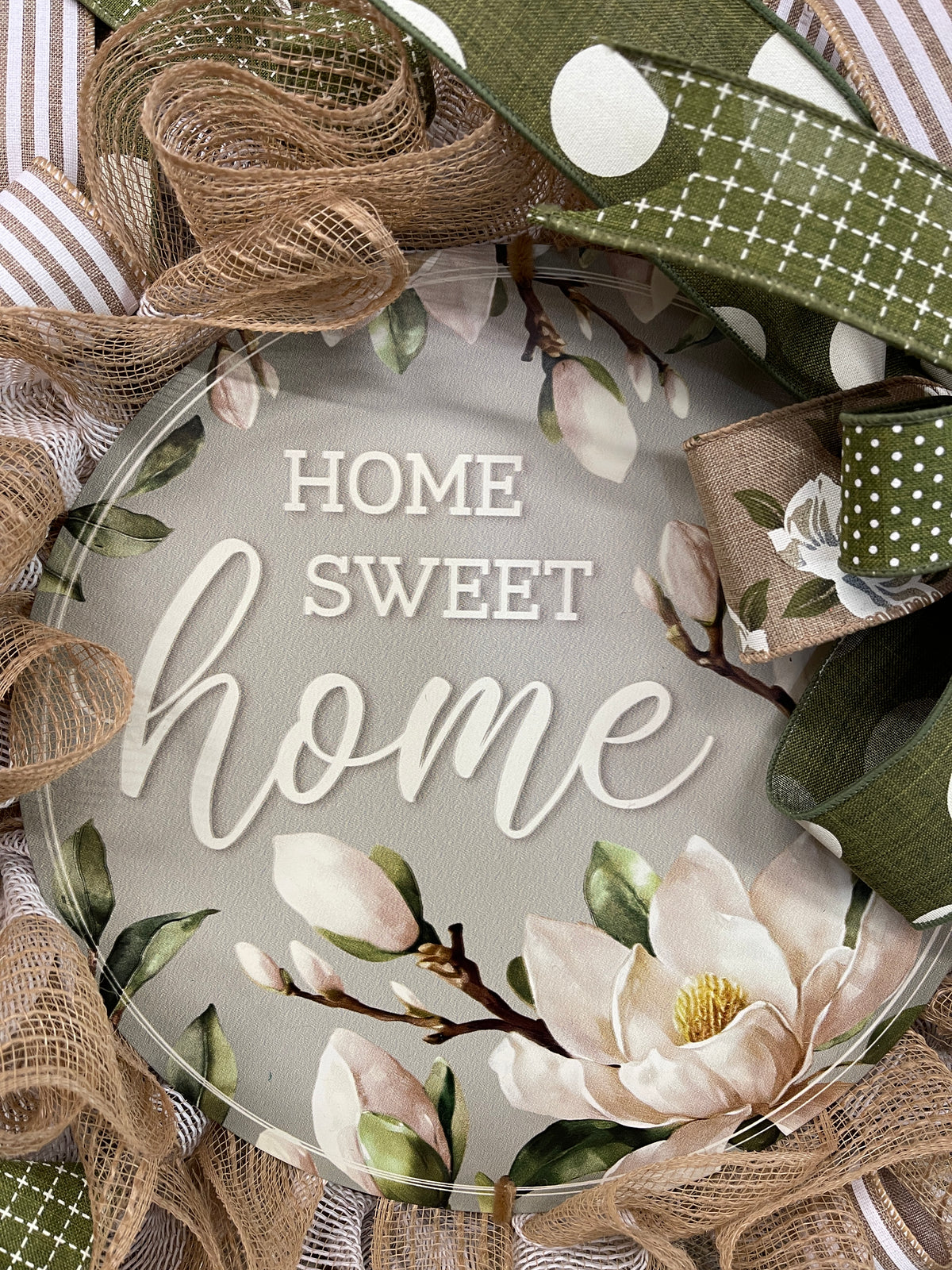 Magnolia Home Sweet Home Everyday Wreath, Southern Charm Front Door Decor, KatsCreationsNMore