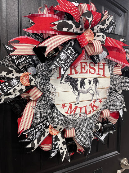 Farm Fresh Milk Cow Wreath, KatsCreationsNMore