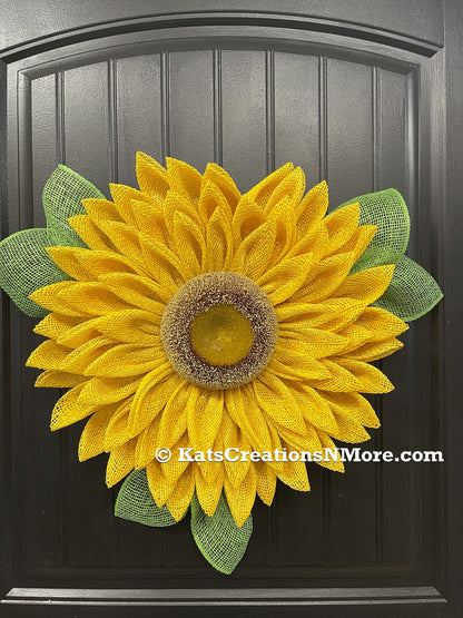 Yellow Sunflower Wreath by KatsCreationsNMore