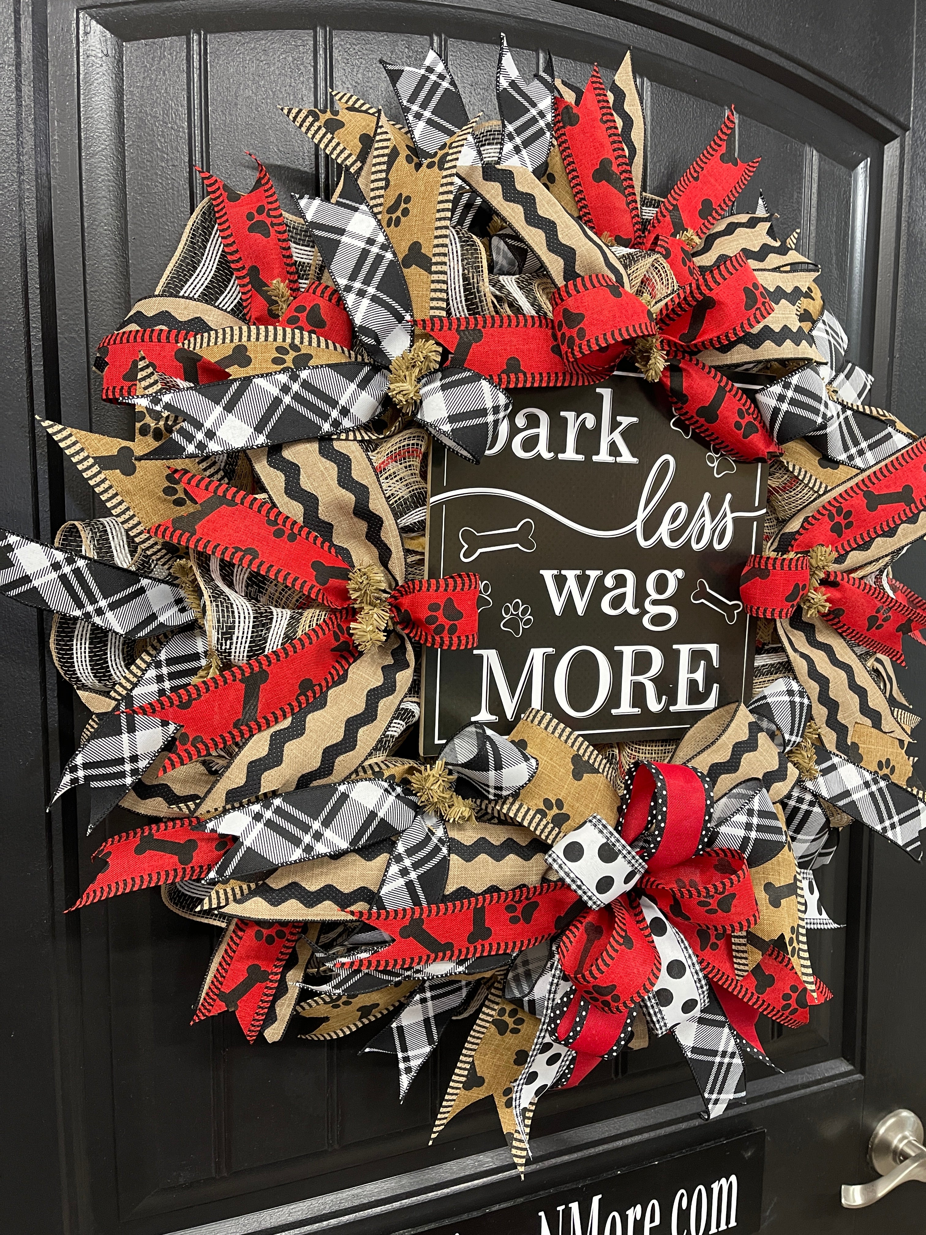 Dog Lover Wreath, Bark Less Wag More, Front Door Decor, KatsCreationsNMore