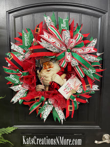 Santa’s Magic Key Christmas Wreath, Holiday Front Door Decor, KatsCreationsNMore