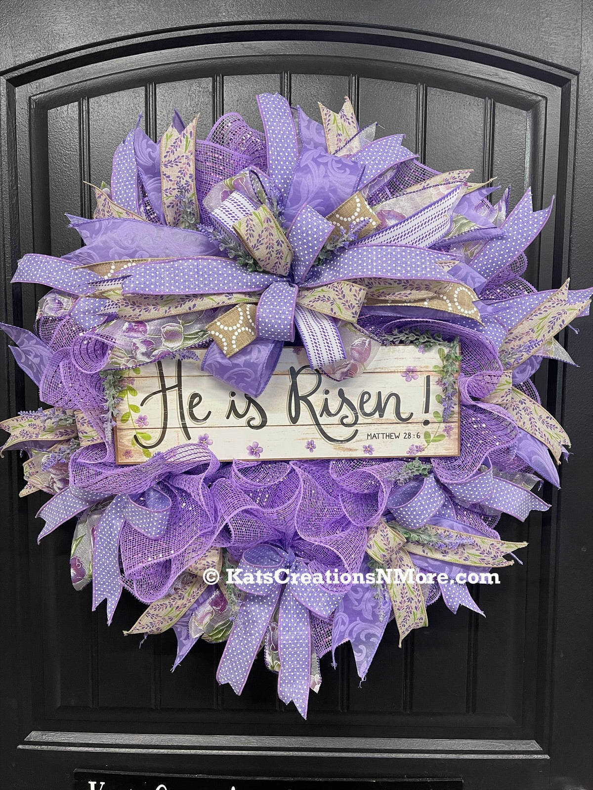 He is Risen Wreath, Religious Spring Front Door Decor, KatsCreationsNMore