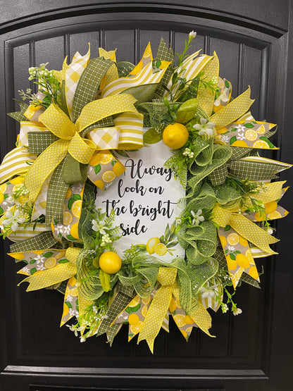 Summer Lemon Deco Mesh Wreath, Lemon Front Door Wreath, Bright Side Wreath, Summer Door Decor, Yellow Lemon Wreath, Always Look On The Bright Side Lemon Deco Mesh Wreath, KatsCreationsNMore