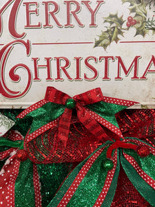 Merry Christmas Classic Deco Mesh Wreath — 25” Storm Door Friendly Holiday Door Décor | KatsCreationsNMore