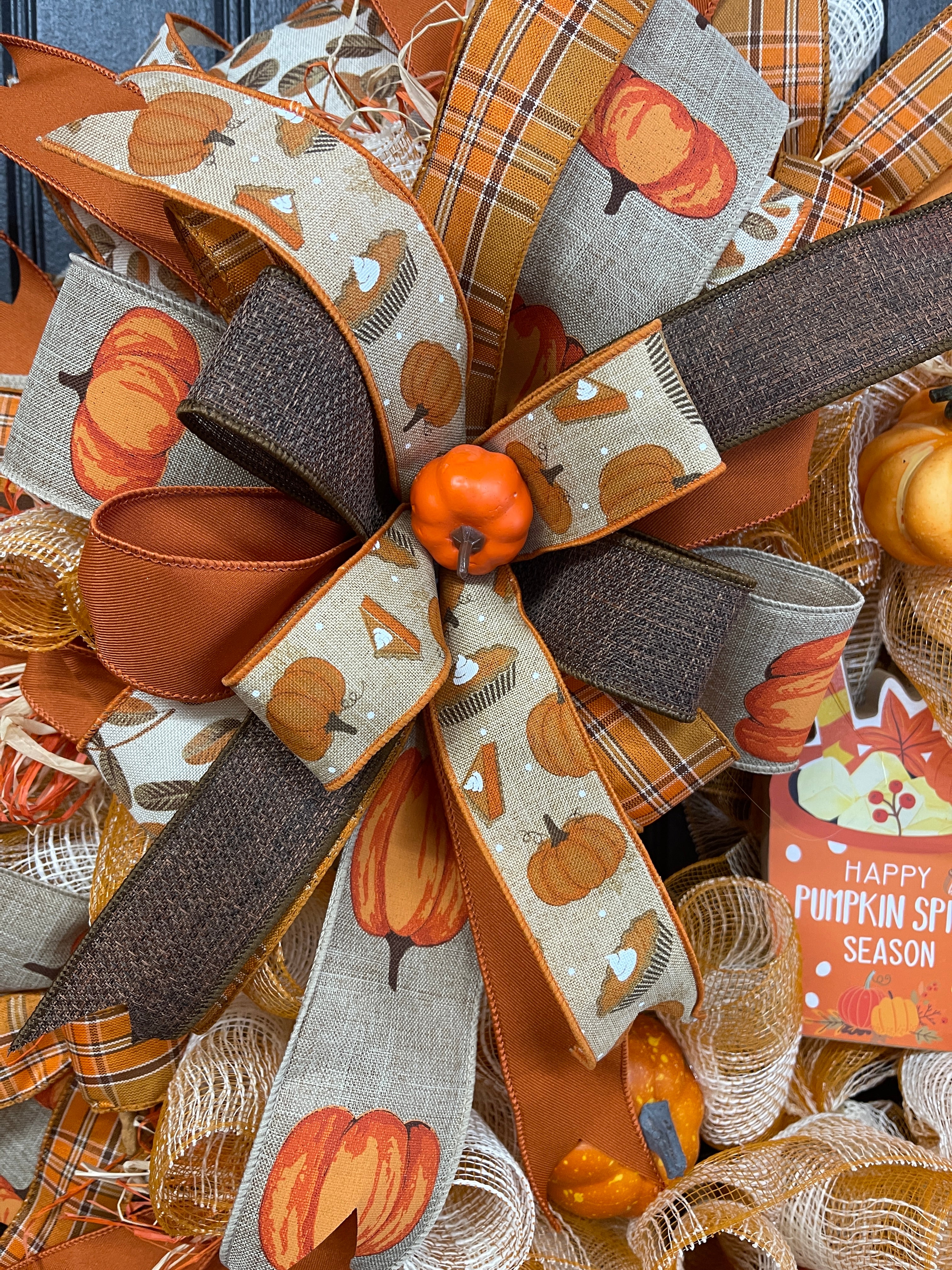 Pumpkin Spice Fall Wreath with Cinnamon Sticks – Cozy Farmhouse Autumn Door Décor, KatsCreationsNMore