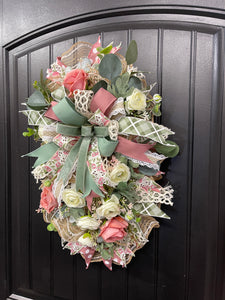 Spring Floral Swag, Rose Easter Front Door Decoration, KatsCreationsNMore