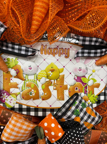 Happy Easter Carrot Wreath, Spring Front Door Decor, KatsCreationsNMore