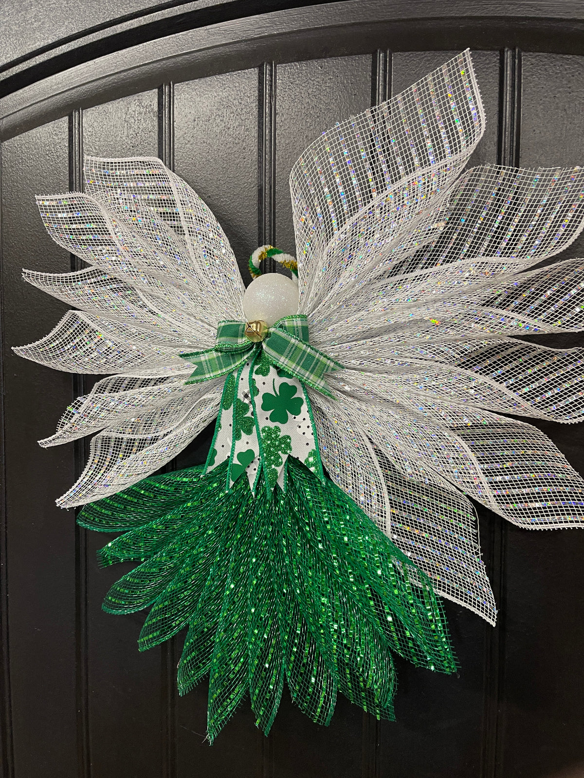 St. Patrick’s Day Angel Tree Topper, Irish Guardian Angel Wall Hanging, Holiday Graveside Memorial, KatsCreationsNMore