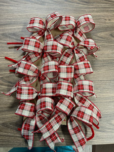 Mini Christmas Tree Bows, Country Rustic Plaid Bows, Set of 10, KatsCreationsNMore