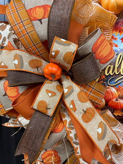 Pumpkin Fallelujah Wreath with Cinnamon Sticks – Cozy Farmhouse Autumn Door Décor, KatsCreationsNMore