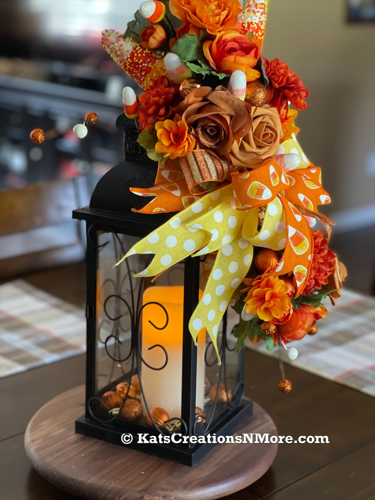 Candy Corn Lantern Swag, Halloween Table Runner, KatsCreationsNMore