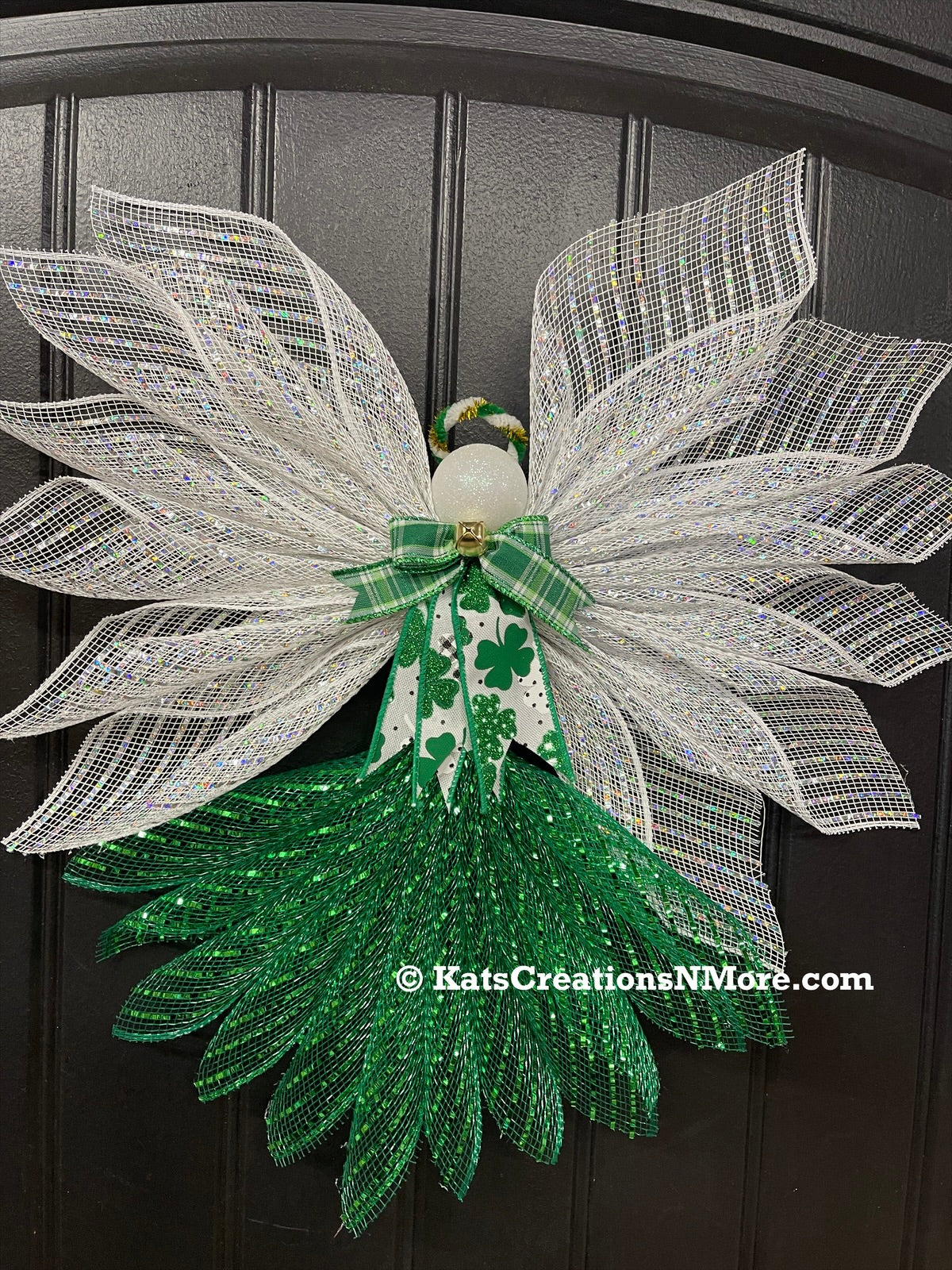 St. Patrick’s Day Angel Tree Topper, Irish Guardian Angel Wall Hanging, Holiday Graveside Memorial, KatsCreationsNMore