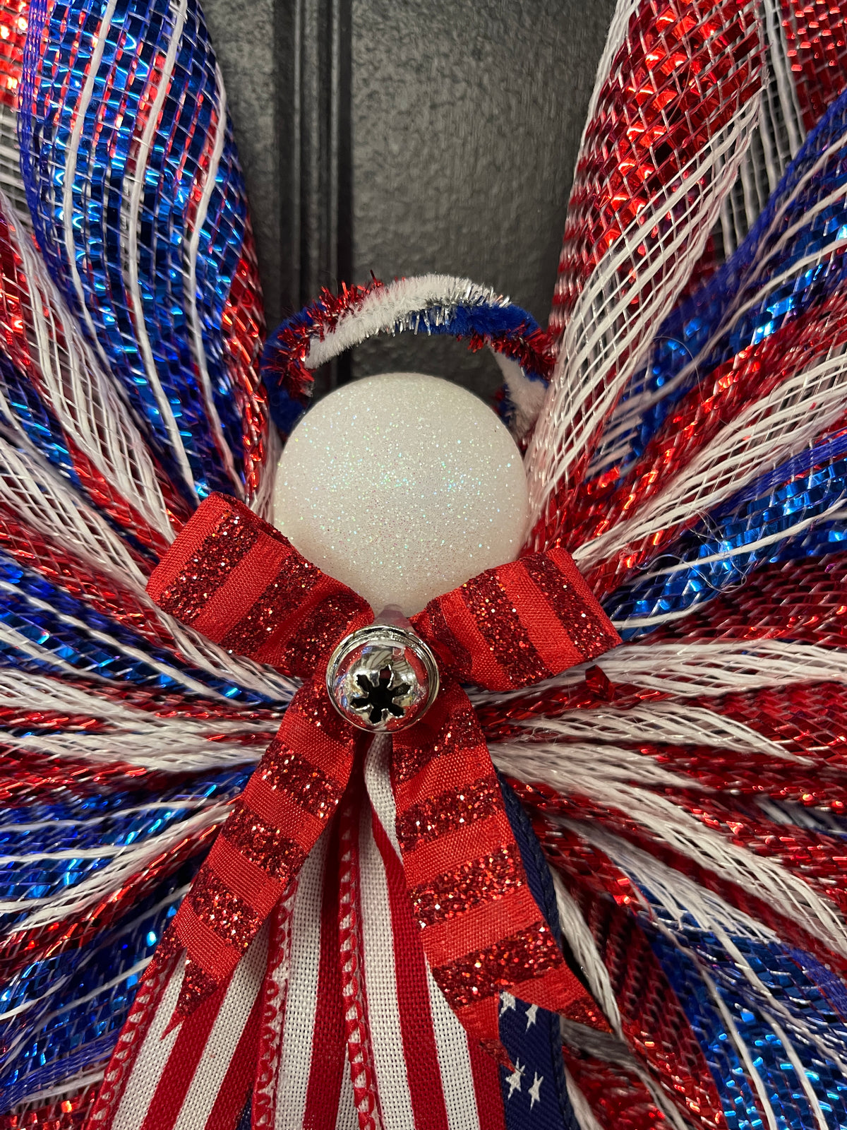 Liberty Patriotic Limited Edition Deco Mesh Angel Tree Topper, America’s 250th Birthday Celebration Front Door Decor, KatsCreationsNMore
