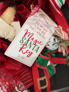 Santa’s Magic Key Christmas Wreath, Holiday Front Door Decor, KatsCreationsNMore