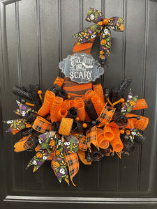 Halloween Witch Hat Wreath, Eat Drink and Be Merry by KatsCreationsNMore