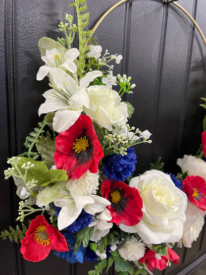 Patriotic Floral Hoop Wreath