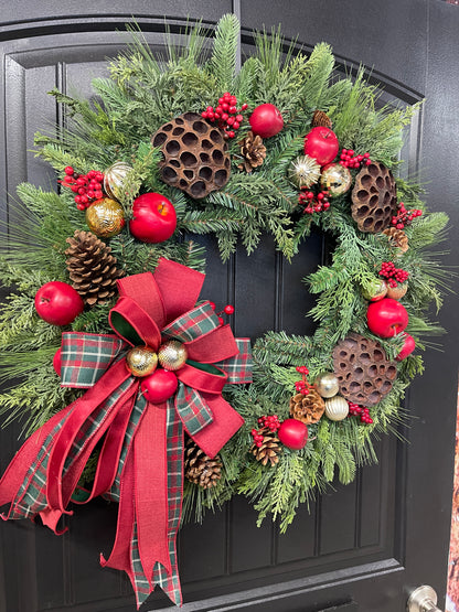 Christmas at the Orchard | 26-Inch Handmade Evergreen Christmas Wreath