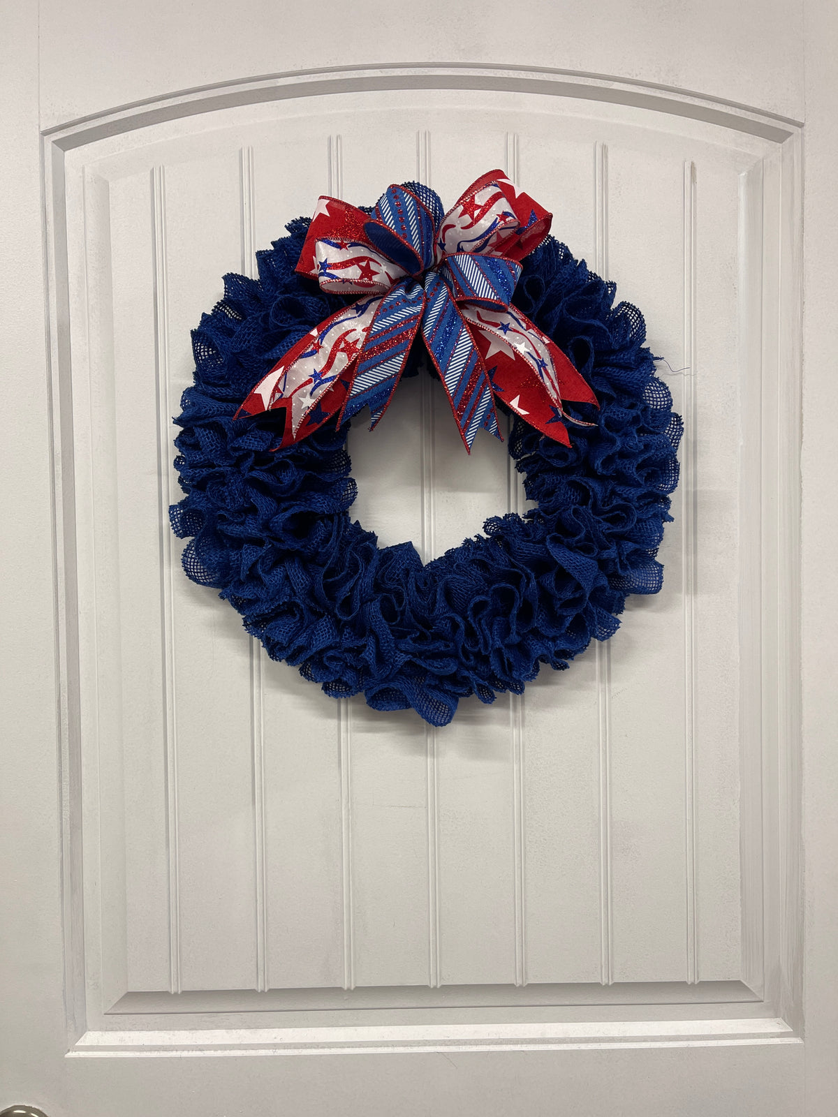 Primitive Country Burlap Wreath, Patriotic Holiday Front Door Decor, Everyday Wreath for Front Door, KatsCreationsNMore