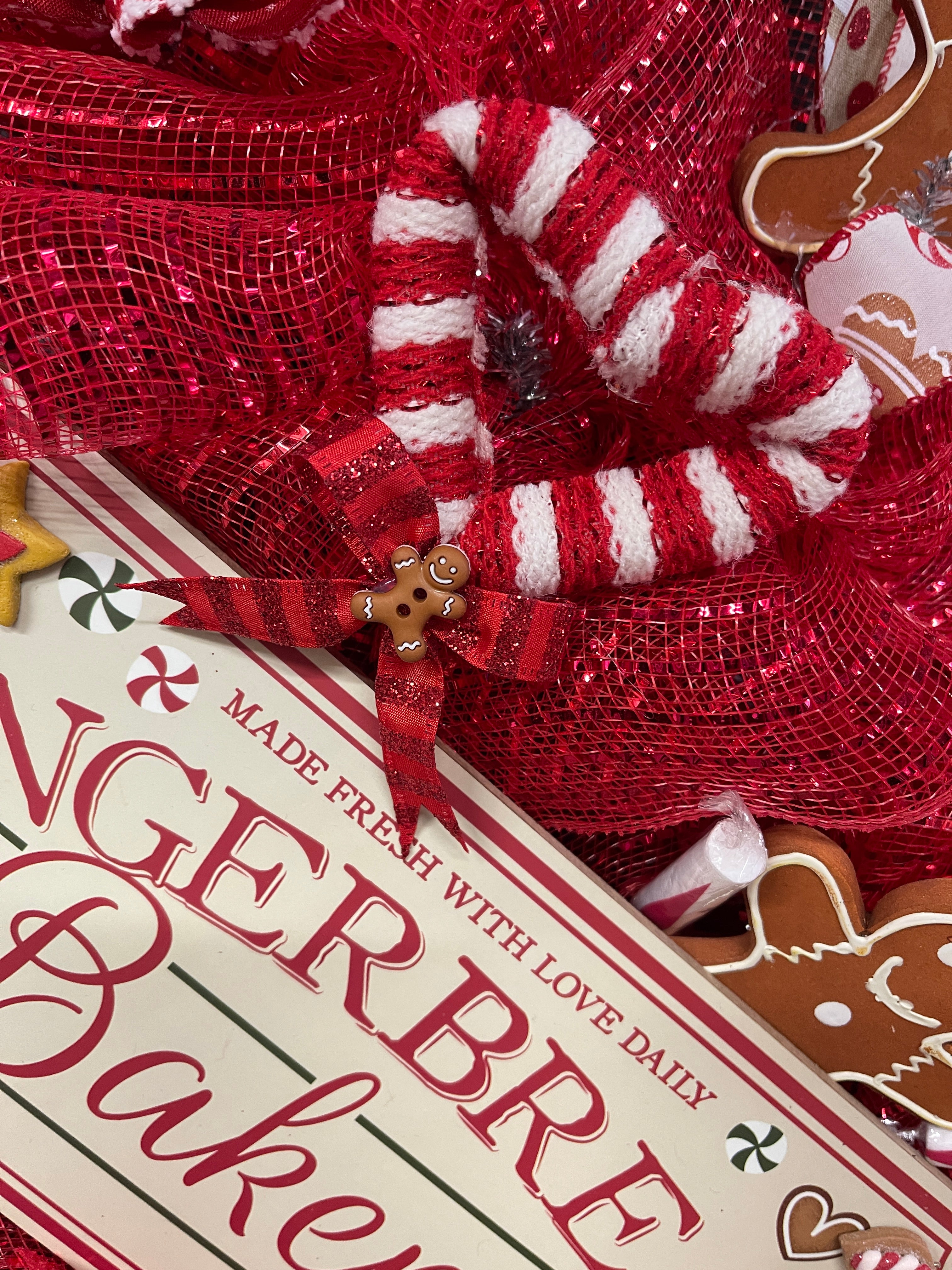 Gingerbread Nutcracker Christmas Bakery Wreath, Holiday Cookies Front Door Decor, KatsCreationsNMore