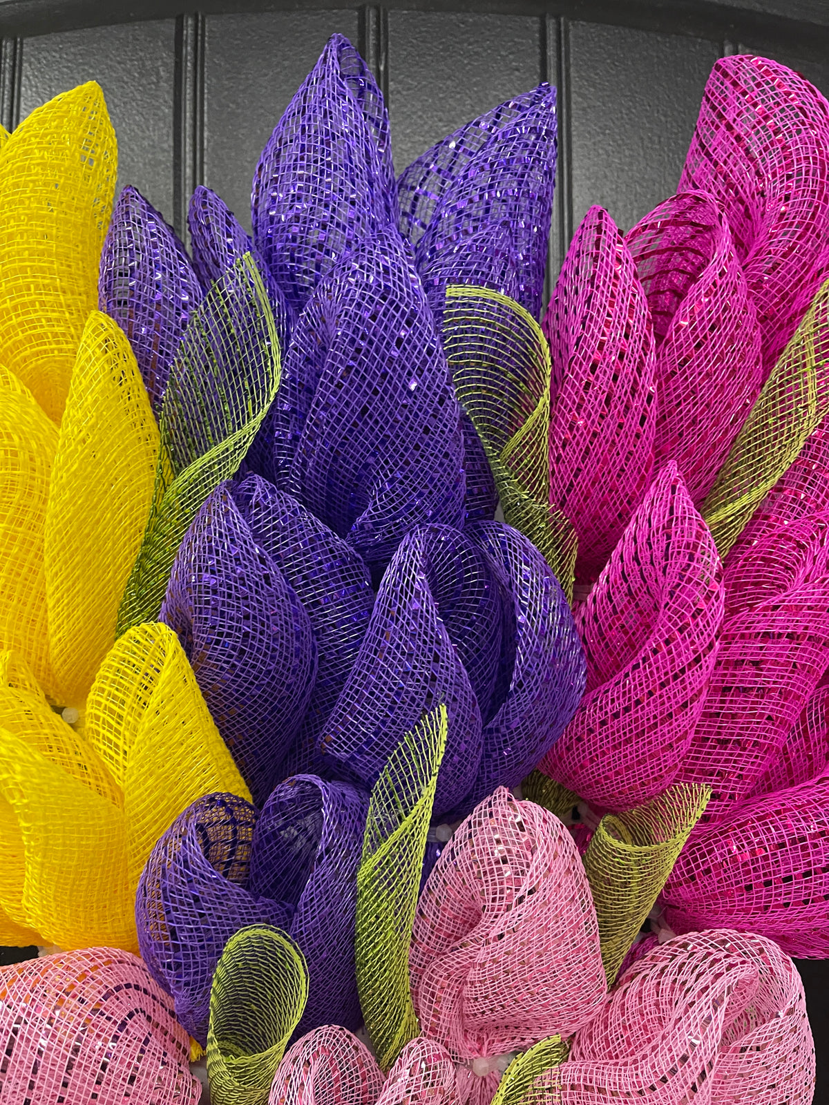 Spring Deco Mesh Tulip Bouquet Wreath, Floral Swag Front Door Decor, KatsCreationsNMore