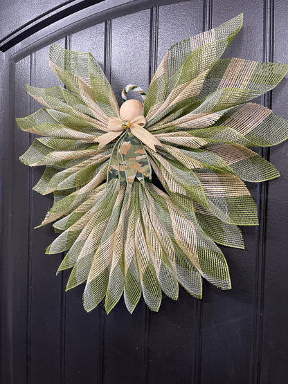 Army Military Angel Wreath, US Army Support Guardian Angel Wall Hanging, Veteran Tribute, Graveside Memorial, KatsCreationsNMore