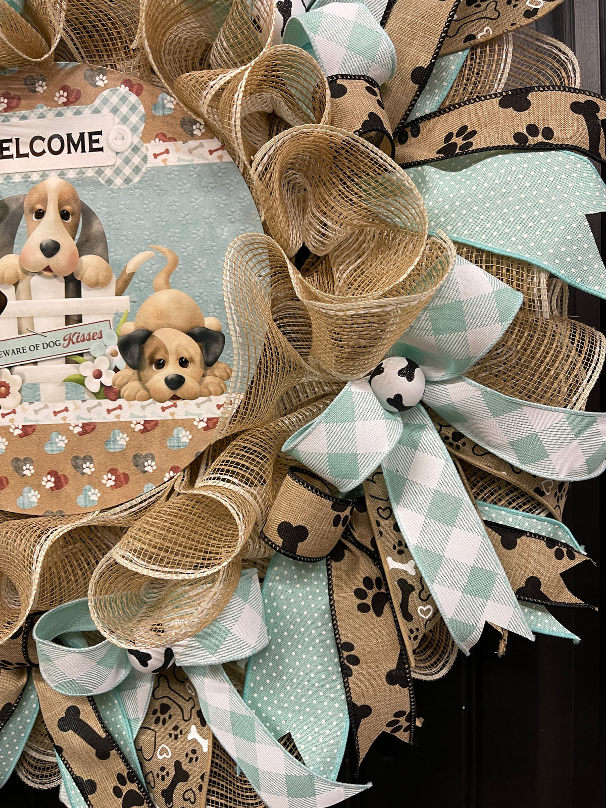 Welcome Dog Kisses Wreath, Puppy Love Front Door Decor, KatsCreationsNMore