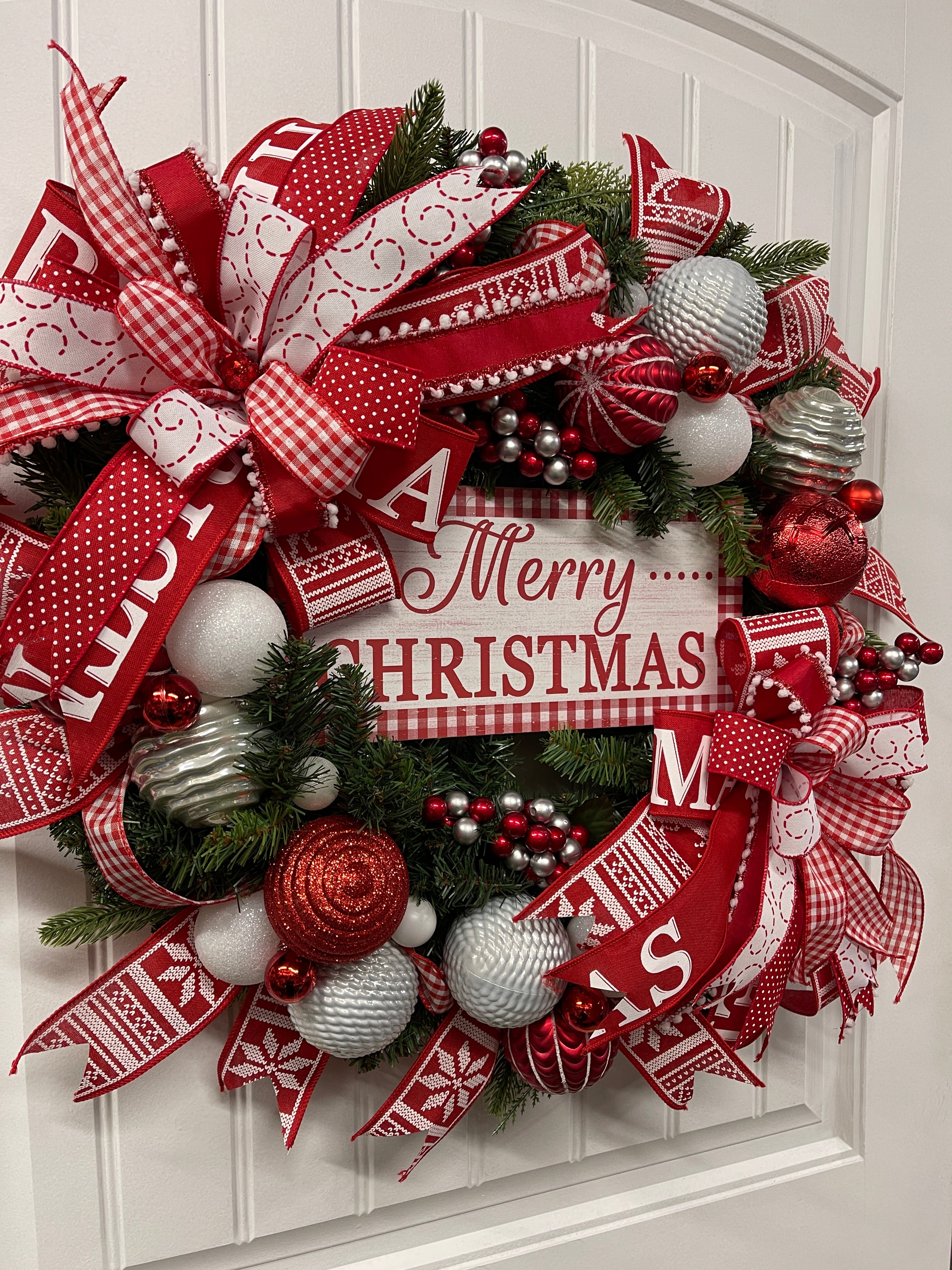 Merry Christmas Evergreen Wreath by KatscreationsNMore
