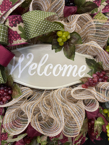 Winery Welcome Wreath, Tuscan Vineyard Front Door Decor, KatsCreationsNMore