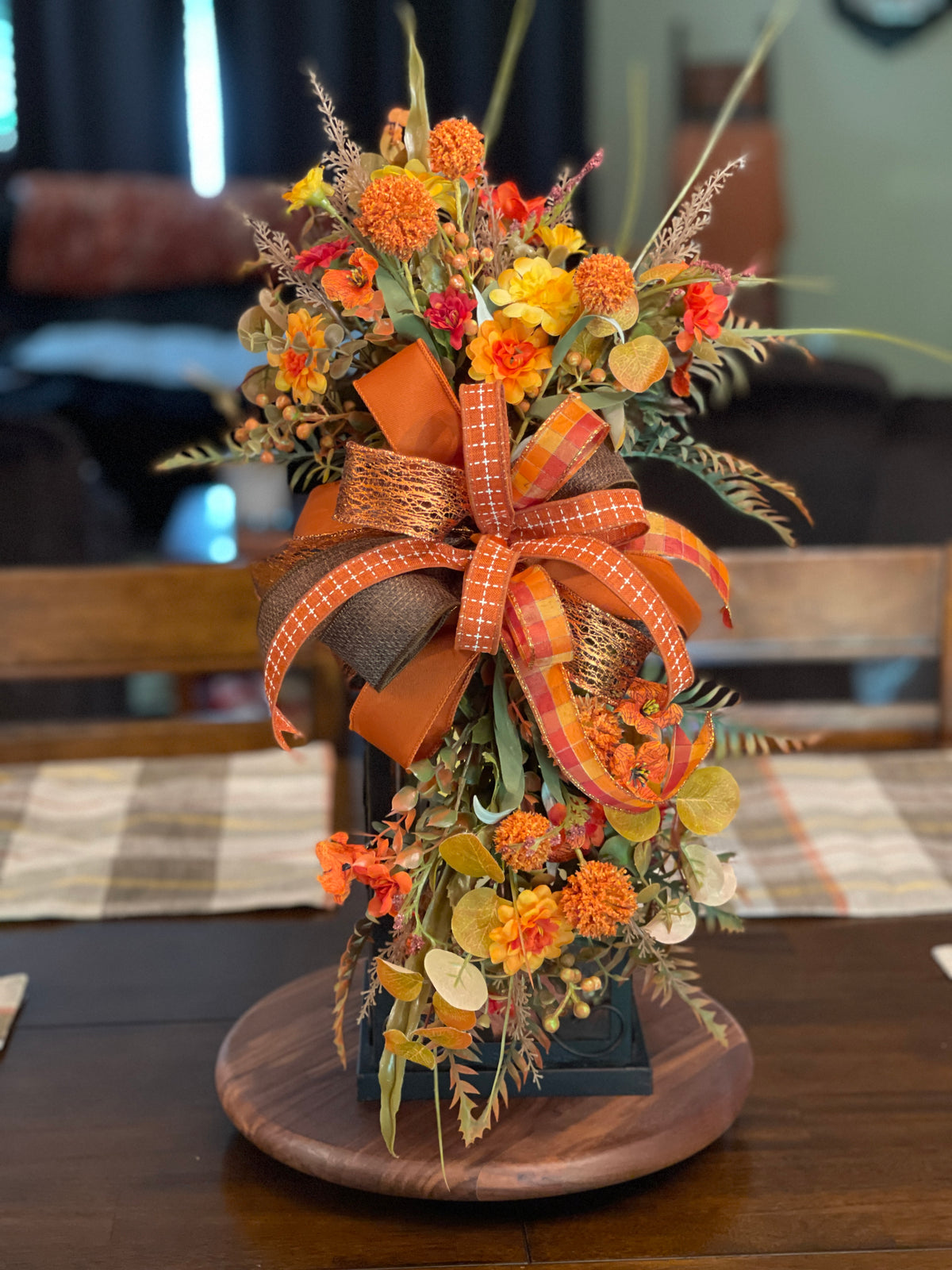 Fall Lantern Swag, Autumn Floral Swag, Fall Lantern Decor, Orange Fall Decor, Thanksgiving Table Decor, Fall Centerpiece