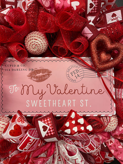 My Valentine Sweetheart St Wreath, Love Letter Front Door Decor, KatsCreationsNMore