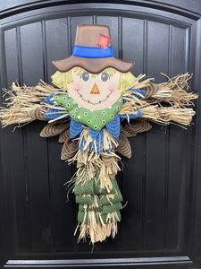 Rustic Fall Scarecrow Door Hanger Wreath by KatsCreationsNMore