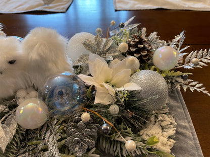 Winter Snow Owl Christmas Centerpiece Tablerunner by KatsCreationsNMore