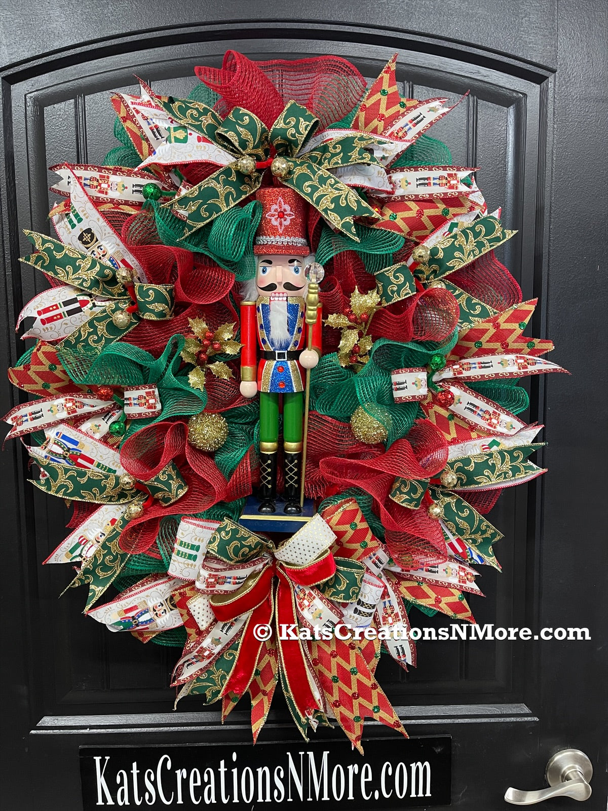 Nutcracker Christmas Wreath, Holiday Front Door Decor, KatsCreationsNMore