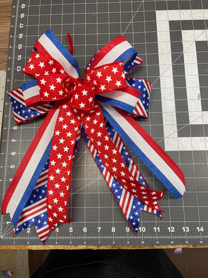 Patriotic Red White And Blue Bow Set, Americana Lantern Bow, Mailbox Bow, 4th Of July Decor, Patriotic Front Door Bow, Summer Decor, KatsCreationsNMore