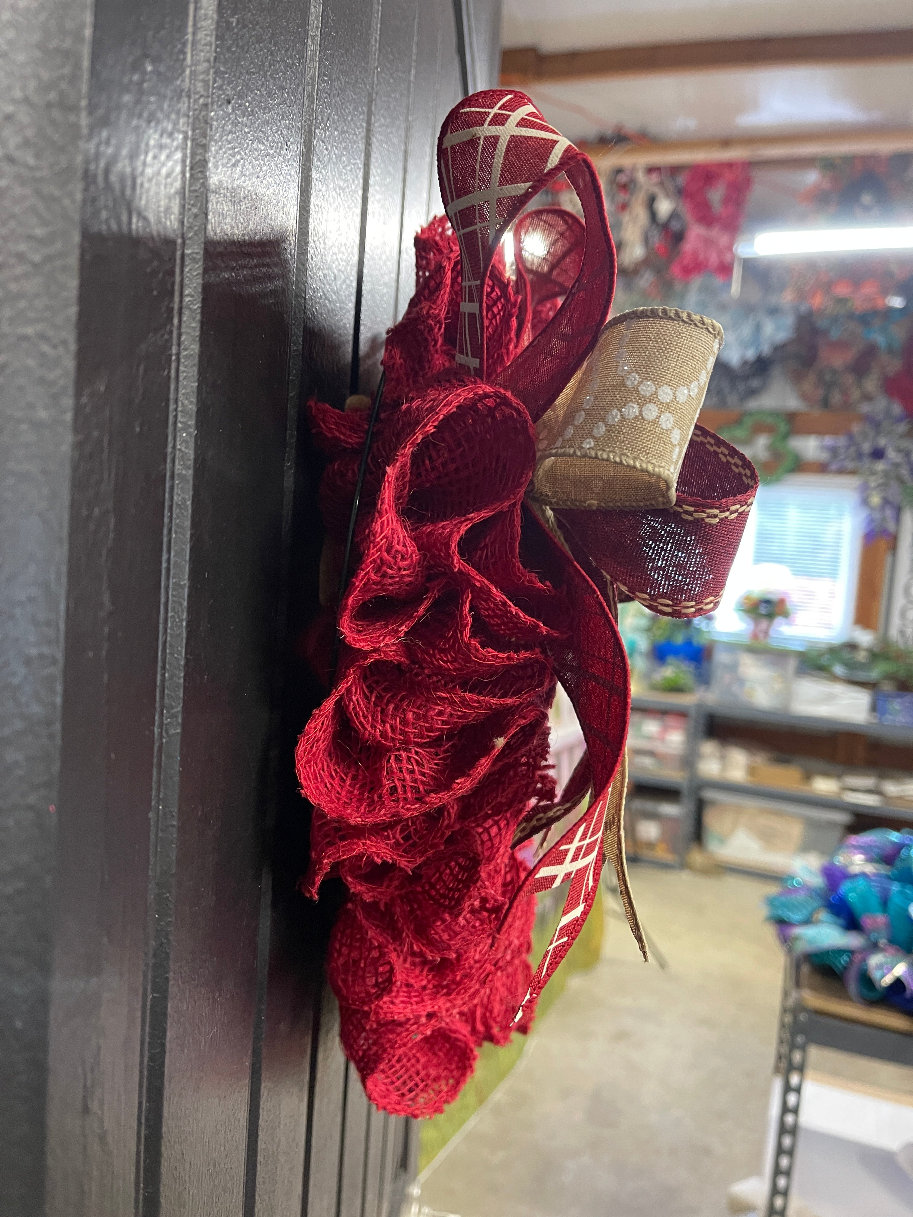 Heart-Shaped Red Burlap Wreath with Interchangeable Bows – Patriotic, Christmas & Everyday Options, KatsCreationsNMore