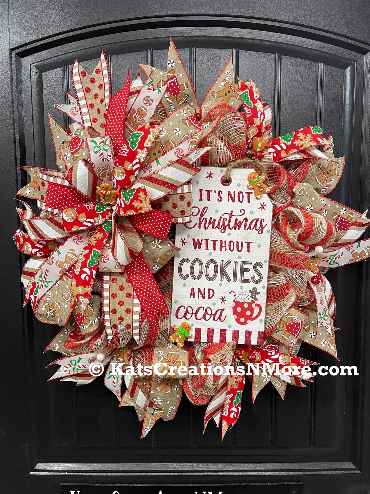 Gingerbread Christmas Cookie Wreath, Seasonal Holiday Baking Front Door Decoration, KatsCreationsNMore