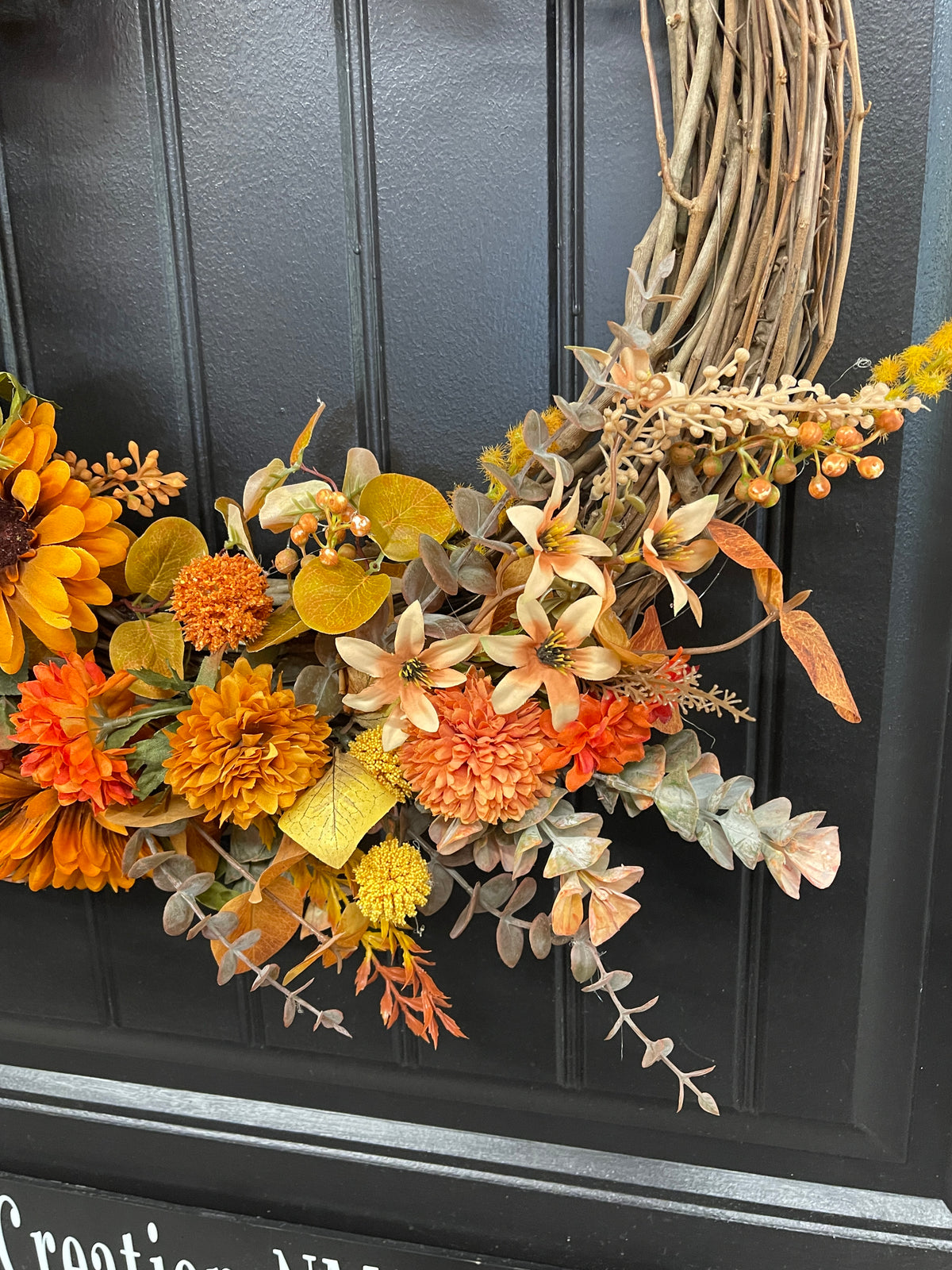 Always Welcome Fall Grapevine Wreath | Handmade Autumn Front Door Decor | KatsCreationsNMore