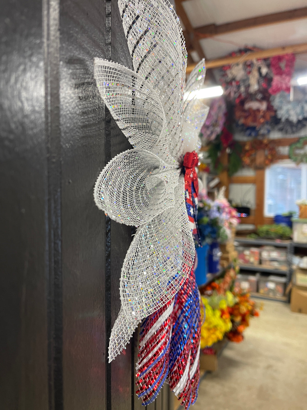 Limited Edition Patriotic Angel – America 250th Anniversary Decor, Liberty Angel Wreath Attachment, Red White Blue Deco Mesh Angel, 4th of July Door Decor, Faith Limited Edition Angel, KatsCreationsNMore