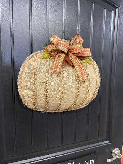 Rustic Fall Burlap Pumpkin Wreath, KatsCreationsNMore
